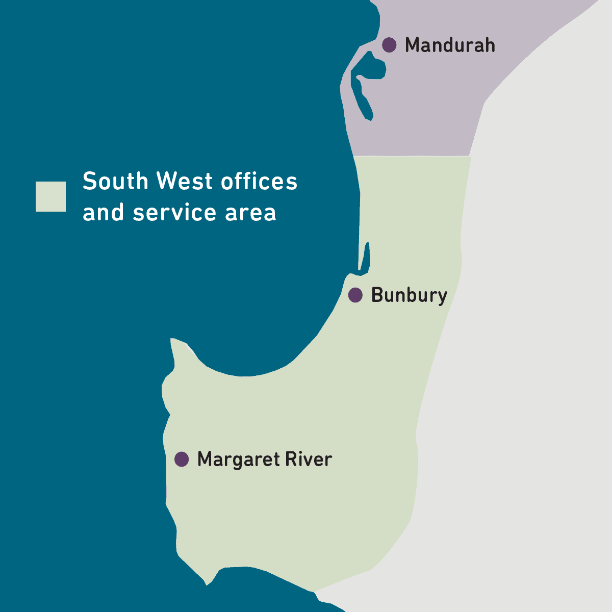 Map of South West offices and service area
