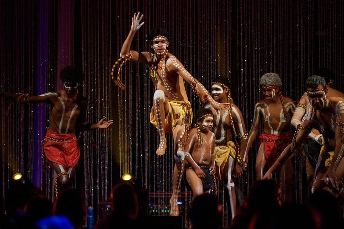 Wadumbah dancers leap through the air as they perform traditional dances.