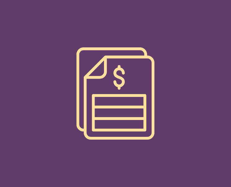 Invoice icon on a purple background