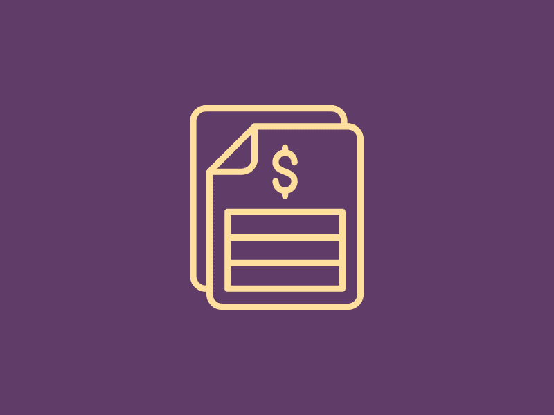 Invoice icon on a purple background